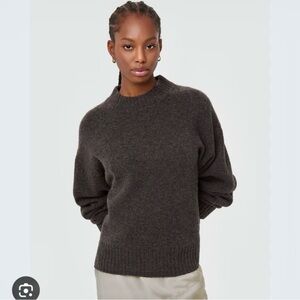Frank and Oak Yak Merino Wool Crewneck Sweater Brown Grey XL